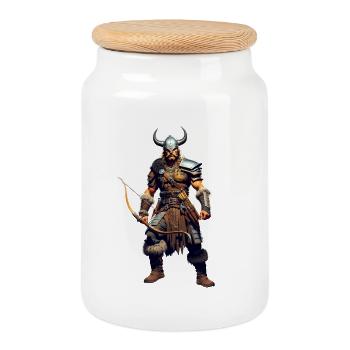 Viking Archer - Boîte à biscuits avec couvercle en bois - blanc - Devant