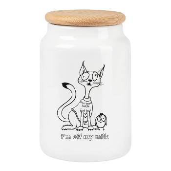 Je ne prends plus mon lait / Vegan / végétal - Boîte à biscuits avec couvercle en bois - blanc - Devant