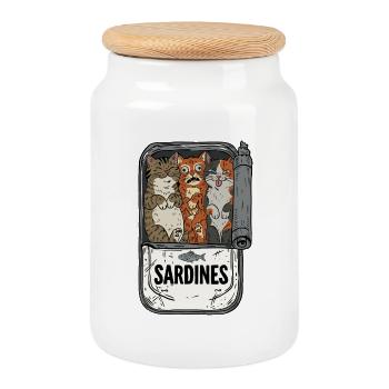 Des chatons dans une boîte de sardines - Boîte à biscuits avec couvercle en bois - blanc - Devant