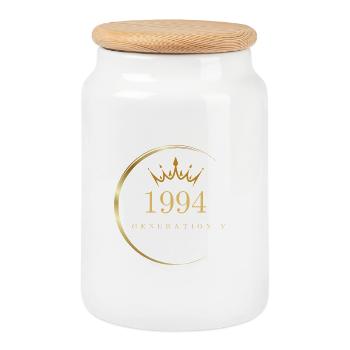Generation Y Baujahr 1994 - Keksdose mit Holzdeckel - Weiß - Vorne