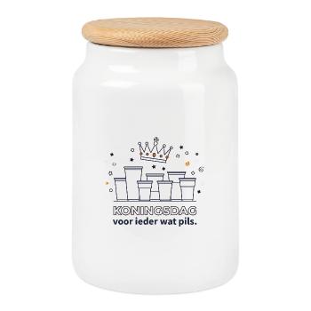 La fête du roi pour tout le monde, un style bière lager orange - Boîte à biscuits avec couvercle en bois - blanc - Devant