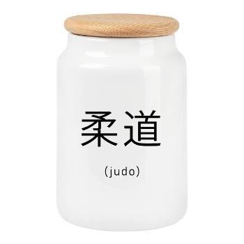 Judo - Boîte à biscuits avec couvercle en bois - blanc - Devant