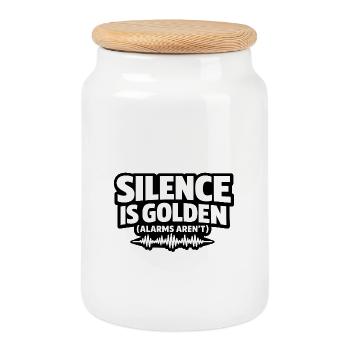 Silence is golden (alarms aren't) - Nurse - Cookie Jar with Wooden Lid - white - Front