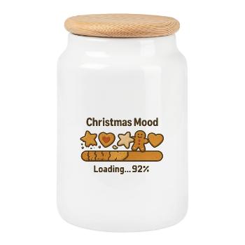 Christmas Mood Cookies Loading - Cookie Jar with Wooden Lid - white - Front