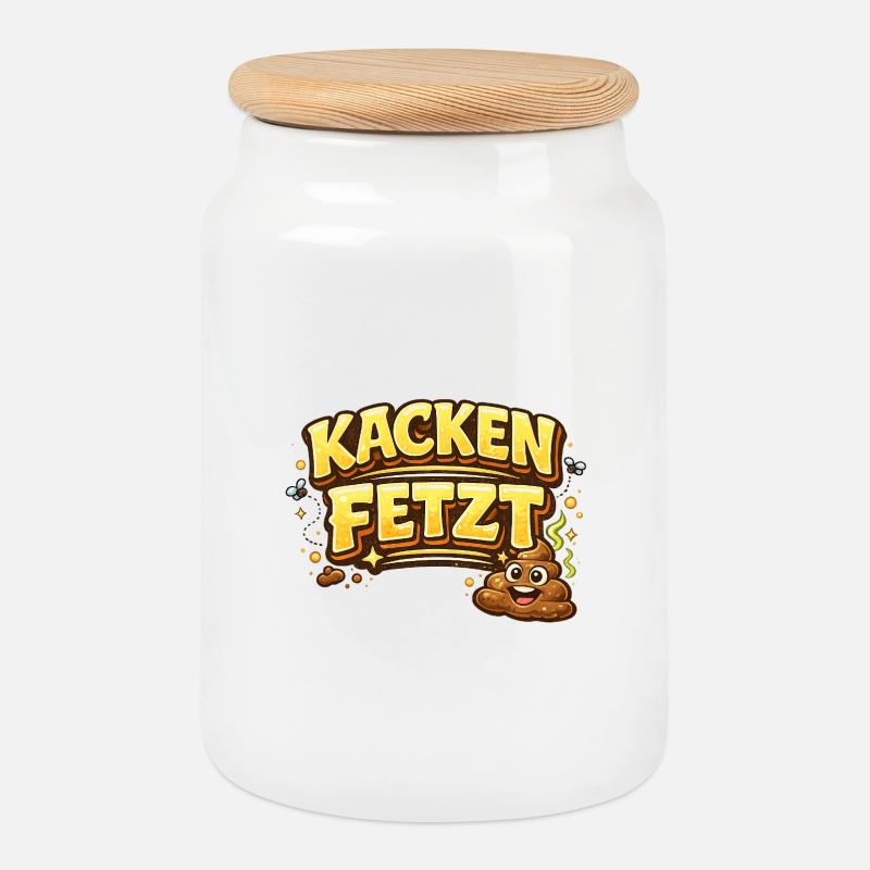 Kacken  - Keksdose mit Holzdeckel - Weiß