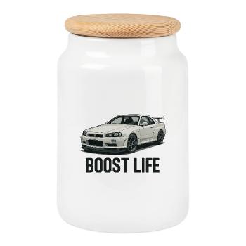 Boost Life Street Racer - Keksdose mit Holzdeckel - Weiß - Vorne