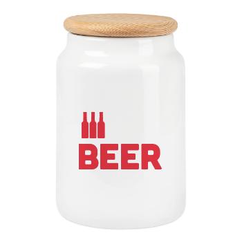 Beer Lovers - Cookie Jar with Wooden Lid - white - Front