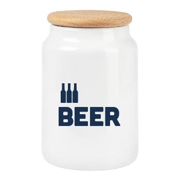 Beer Lovers - Cookie Jar with Wooden Lid - white - Front