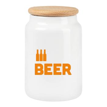 Beer Lovers - Cookie Jar with Wooden Lid - white - Front