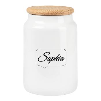 Sophia - Cookie Jar with Wooden Lid - white - Front
