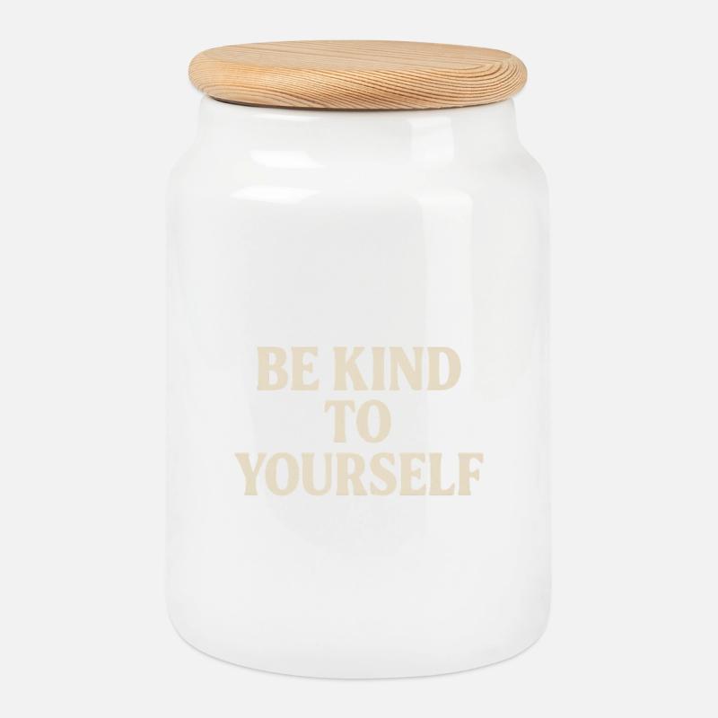 Be Kind to Yourself - Keksdose mit Holzdeckel - Weiß