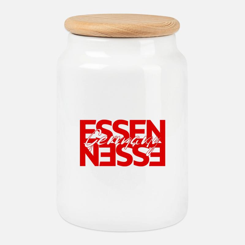Essen Germany - Cookie Jar with Wooden Lid - white