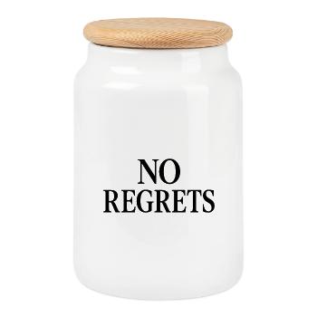 Aucun regret - Boîte à biscuits avec couvercle en bois - blanc - Devant