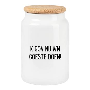 I am going to do my thing now! – Flemish Humor T-shirt - Cookie Jar with Wooden Lid - white - Front