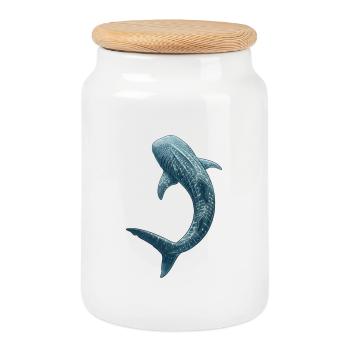 Art détaillé de la vie marine du requin-baleine - Boîte à biscuits avec couvercle en bois - blanc - Devant