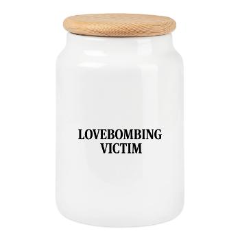 Lovebombing Victim - Cookie Jar with Wooden Lid - white - Front