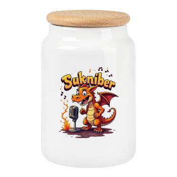 Sukniber Drachenrapper - Keksdose mit Holzdeckel - Weiß - Vorne