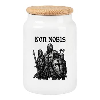 Templars after battle – NON NOBIS - Cookie Jar with Wooden Lid - white - Front