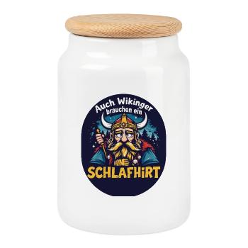 Chemise de nuit viking drôle de dicton - Boîte à biscuits avec couvercle en bois - blanc - Devant