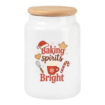 Backenfreude Festive Look - Cookie Jar with Wooden Lid - white - Front