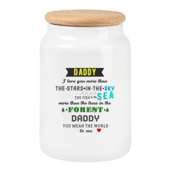 Natural Love for Father - Cookie Jar with Wooden Lid - white - Front