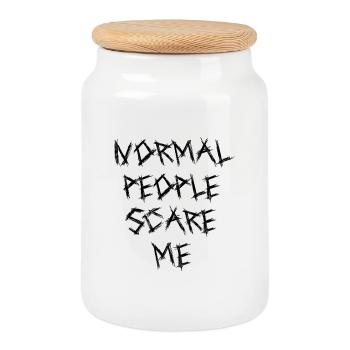 Normal People Scare Me - Cookie Jar with Wooden Lid - white - Front