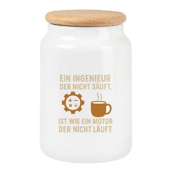 Engineer Coffee Engine - Cookie Jar with Wooden Lid - white - Front