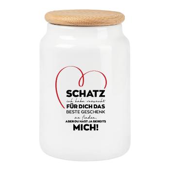 Cadeau drôle de Chérie - Boîte à biscuits avec couvercle en bois - blanc - Devant