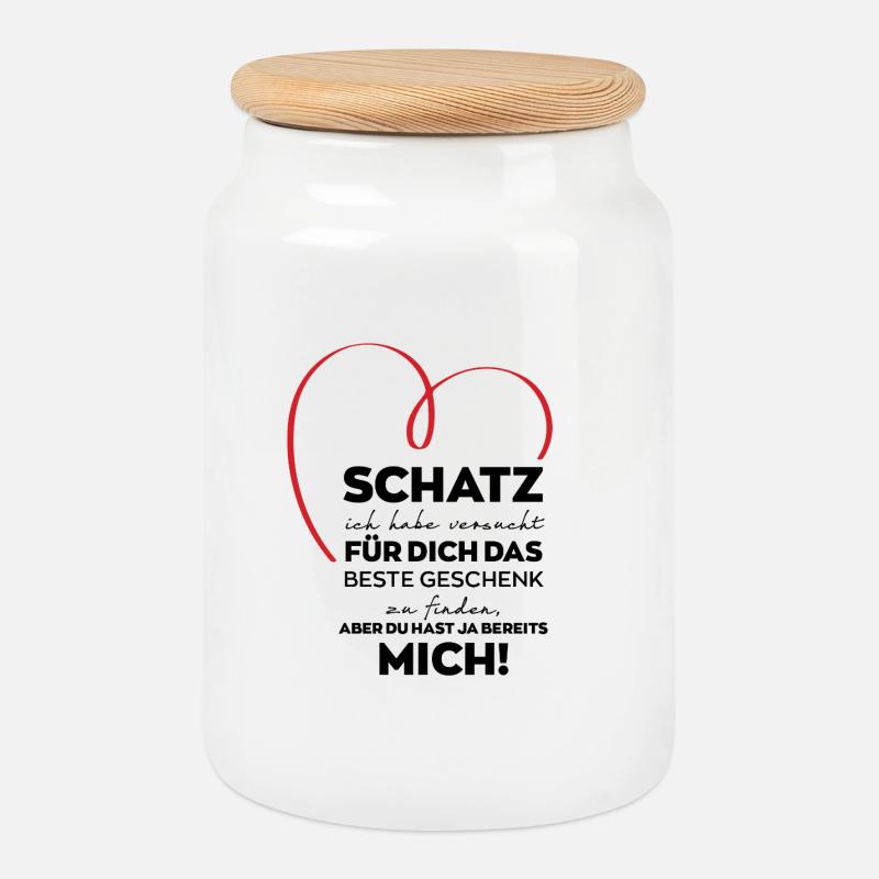 Schatz lustiges Geschenk - Keksdose mit Holzdeckel - Weiß