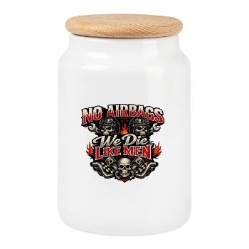 No Airbags We Die Like Men - Cookie Jar with Wooden Lid - white - Front