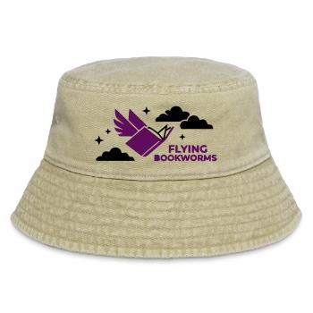 Fliegendes Buch Vogel Lesen - Vintage Bucket Hat - Vintage Beige - Vorne