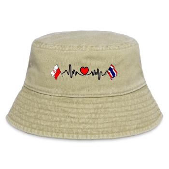 Cardio Heart Flagge Polen, Thailand - Vintage Bucket Hat - Vintage Beige - Vorne