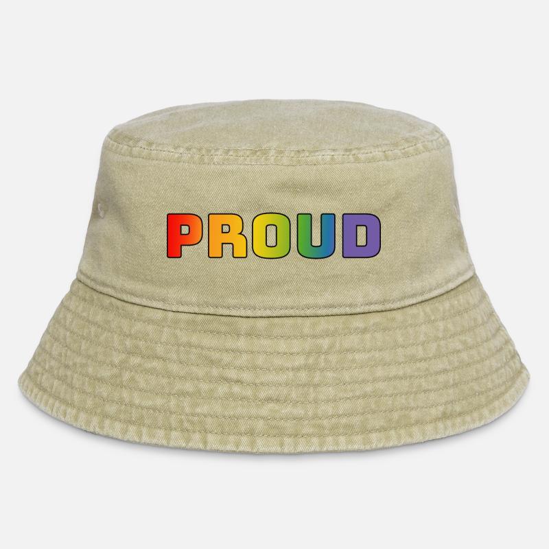 Arcobaleno orgoglioso nero - Cappello da pescatore vintage - beige antico