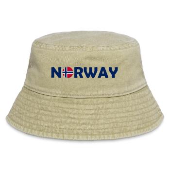 Norway Lettering with Flag - Norge - Norwegen - Vintage Bucket Hat - Vintage Beige - Vorne