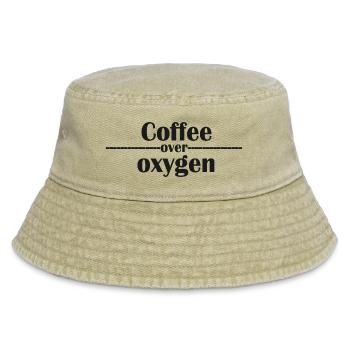 Coffee Over Oxygen Typography - Vintage Bucket Hat - vintage beige - Front
