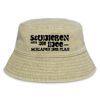 Studying was the idea – sleeping was the plan - Vintage Bucket Hat - vintage beige - Front