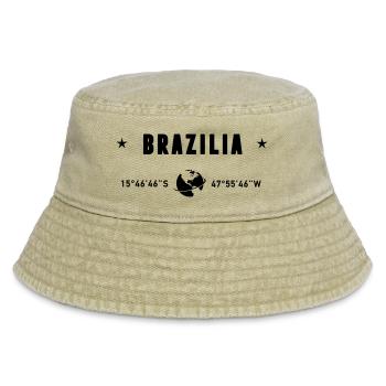 Brasilia Brazil Coordinates Planet Earth - Vintage Bucket Hat - vintage beige - Front