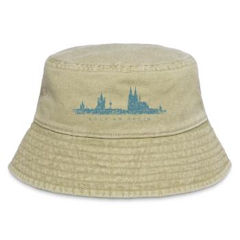 Köln am Rhein Kölner Skyline (Vintage Blau) - Vintage Bucket Hat - Vintage Beige - Vorne