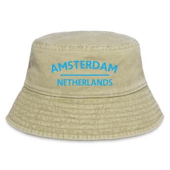Amsterdam – Netherlands Textdesign - Vintage Bucket Hat - vintage beige - Front
