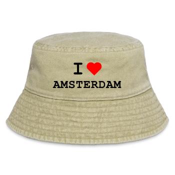 Ich liebe Amsterdam - I love Amsterdam - Vintage Bucket Hat - Vintage Beige - Vorne