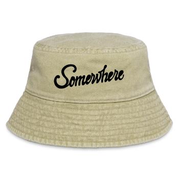 Somewhere Calligraphy Hand Lettering Design - Vintage Bucket Hat - vintage beige - Front