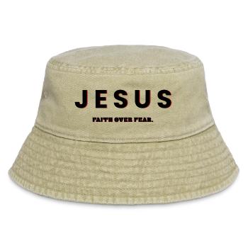 jesus, faith over fear - christliche kleidung - Vintage Bucket Hat - Vintage Beige - Vorne