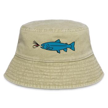 Fliegenfischen Forelle Biss Köder Vektor - Vintage Bucket Hat - Vintage Beige - Vorne