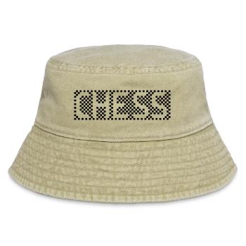 Schach Pixel Logo Schild Symbol gaming Grafik icon - Vintage Bucket Hat - Vintage Beige - Vorne