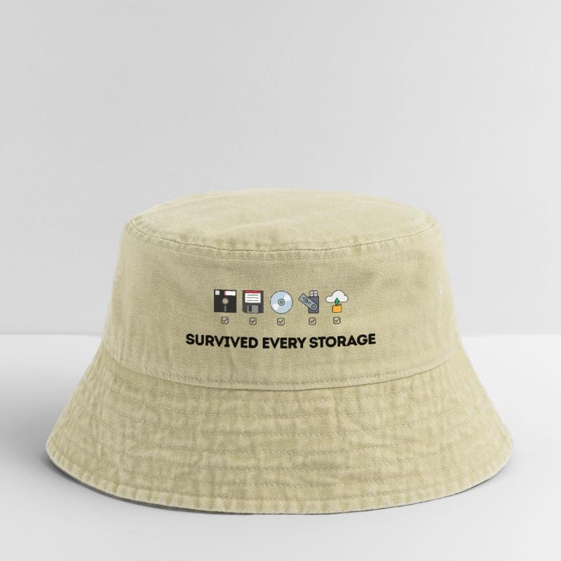 Data Storage Evolution - Tech Icons Vintage Bucket Hat