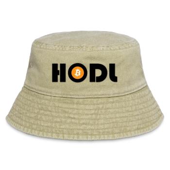 Bitcoin Symbol Print Orangene Münze - Vintage Bucket Hat - Vintage Beige - Vorne
