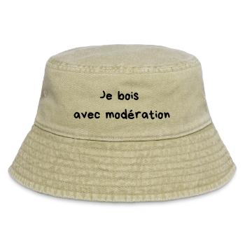 I drink in moderation - Vintage Bucket Hat - vintage beige - Front