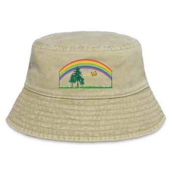 Arc-en-ciel arc-en-ciel avec prairie et papillon - Bob vintage - beige vintage - Devant
