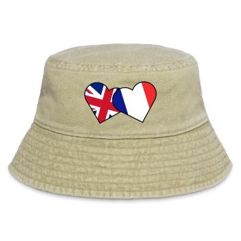 British Heritage French Flag British Flag - Vintage Bucket Hat - vintage beige - Front