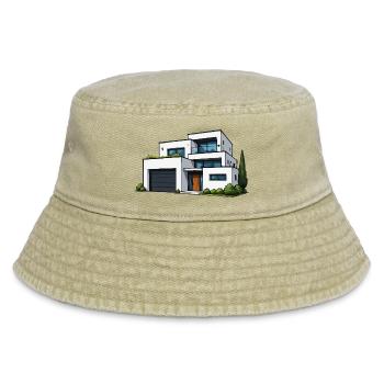 Modern flat roof villa - Vintage Bucket Hat - vintage beige - Front